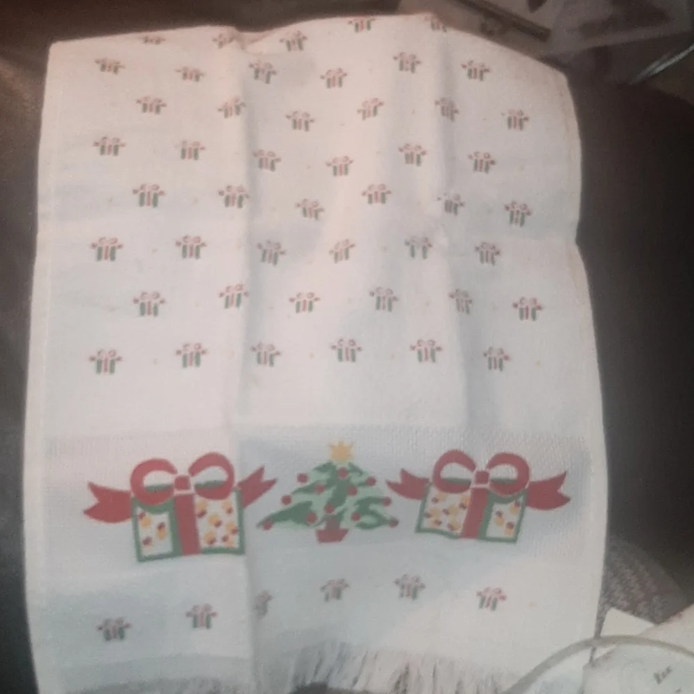Stitch•a•Print STAMPED Hand TEA TOWELS CROSS STITCH KIT CHRISTMAS - SET OF 2 ☆